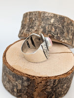 Pink Conch Thunderbird Sterling Silver Ring size 8.25