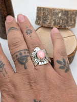 Pink Conch Thunderbird Sterling Silver Ring size 8.25