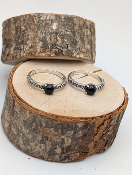 Dainty Black Onyx Sterling Silver Ring