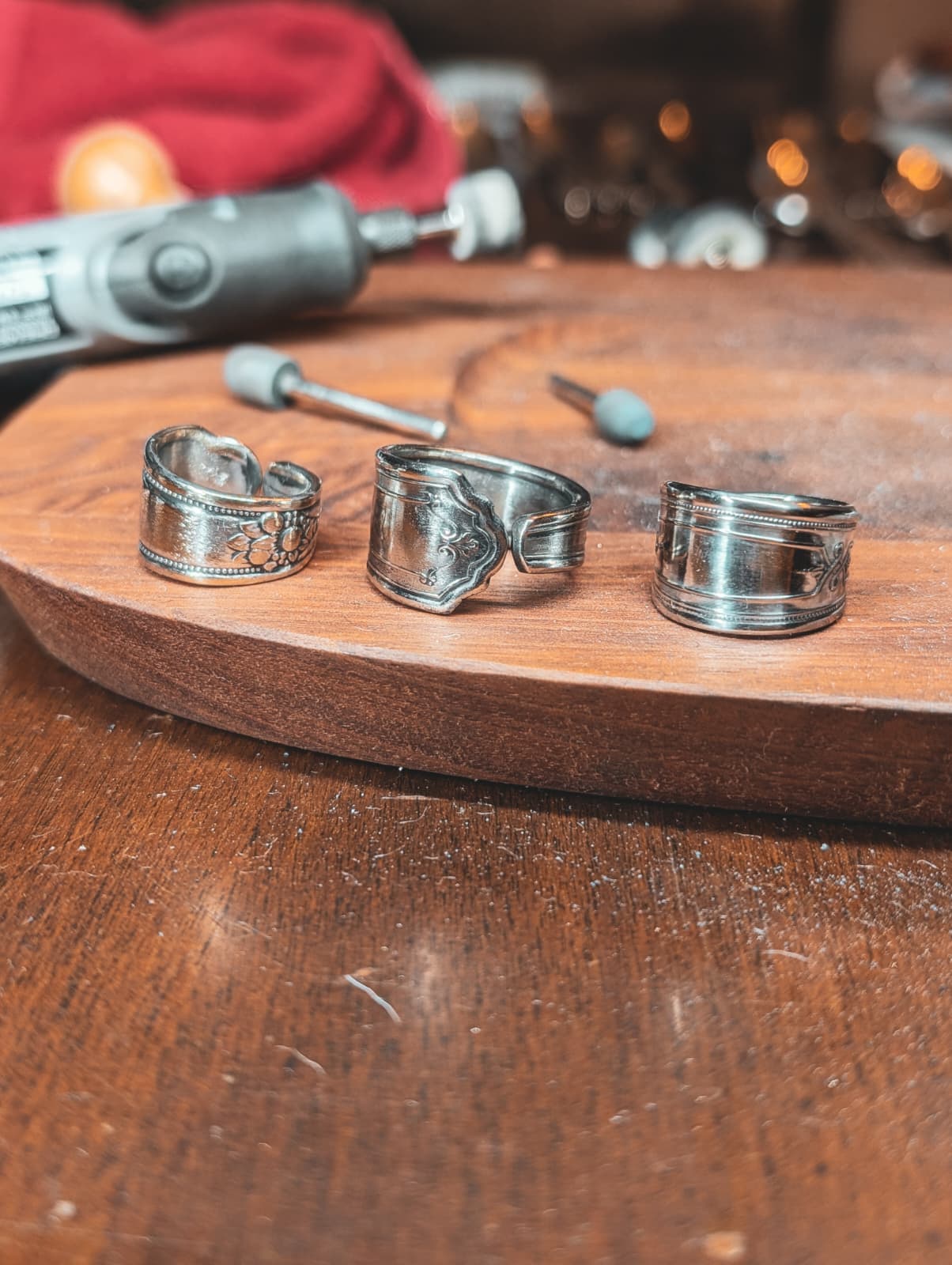 Antique Silver Spoon Ring Bands