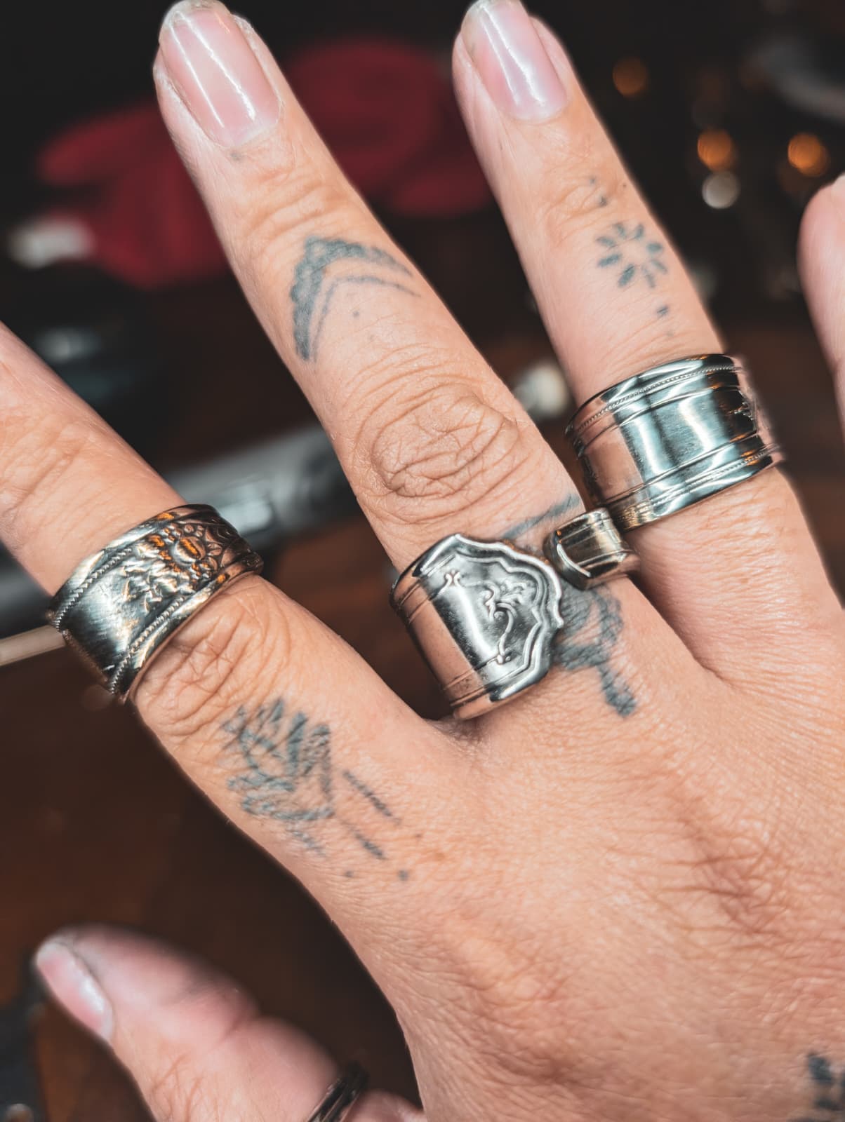 Antique Silver Spoon Ring Bands