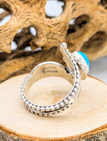Navajo Sterling Silver and Turquoise Wrap Ring Size 9 by Timothy Yazzie