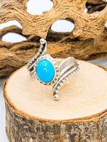Navajo Sterling Silver and Turquoise Wrap Ring Size 9 by Timothy Yazzie