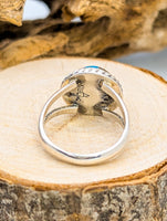 Navajo Sterling Silver Ring Spiny Oyster by (?) size 6