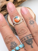 Navajo Sterling Silver Ring Spiny Oyster by (?) size 6