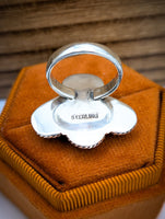 Beautiful Artisan Made Sterling Silver Kingman Turquoise & Spiny Oyster size 5.75