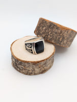 Black Onyx Sterling Silver Ring Size 11