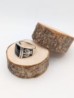 Black Onyx Sterling Silver Ring Size 11