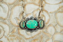 Handmade Sterling Silver Turquoise Necklace | Ribbon Royston & Royston Statement Necklace | 20" Chain
