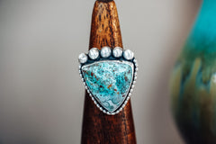Handmade Sterling Silver Chrysocolla Agate Statement Ring | Adjustable Size