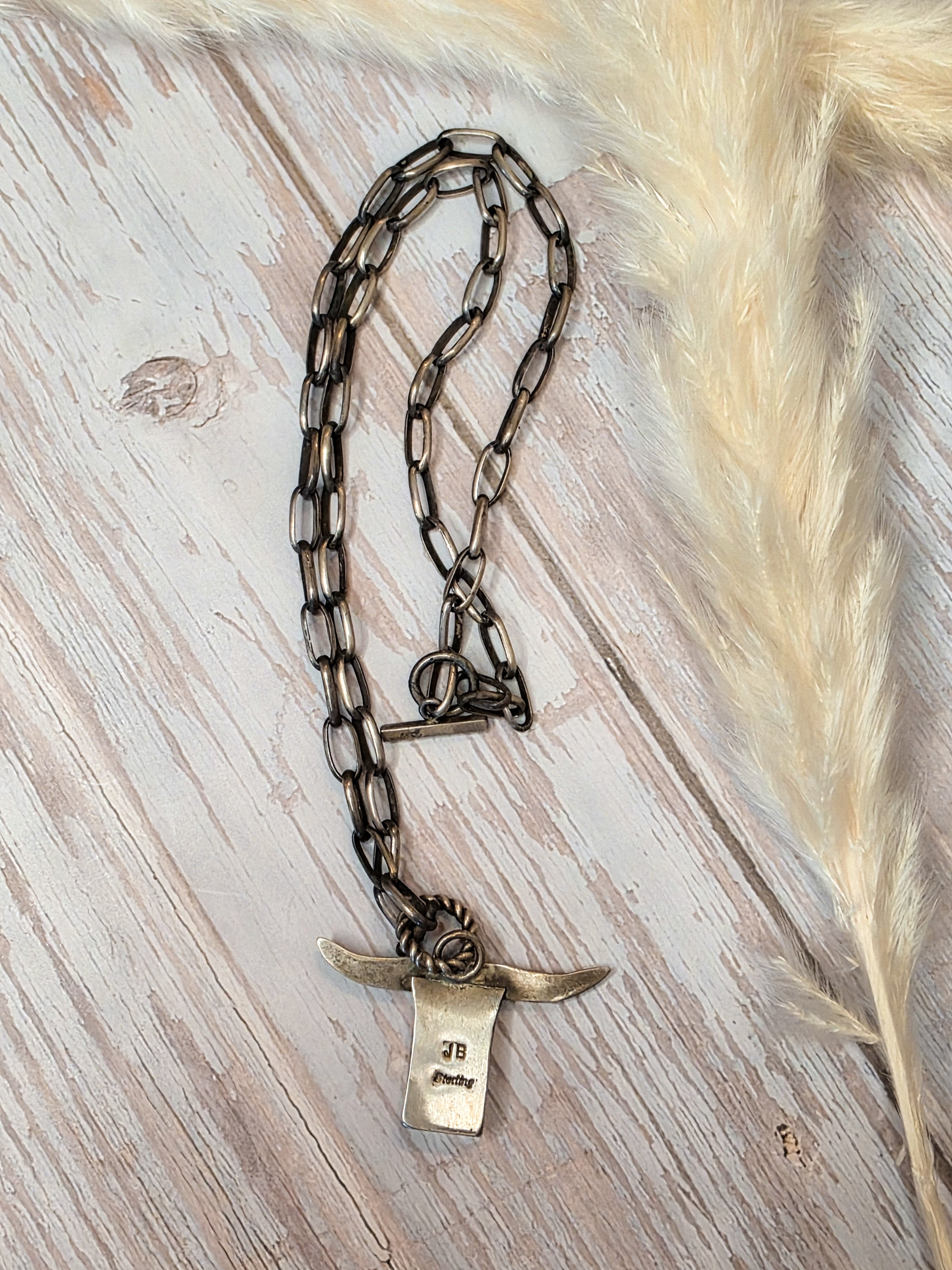 Navajo James Begay Sterling Silver Steer Necklace