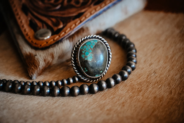 Handmade Sterling Silver Royston Turquoise Ring | Size 8 | Jennifer’s Silver Legends Collection