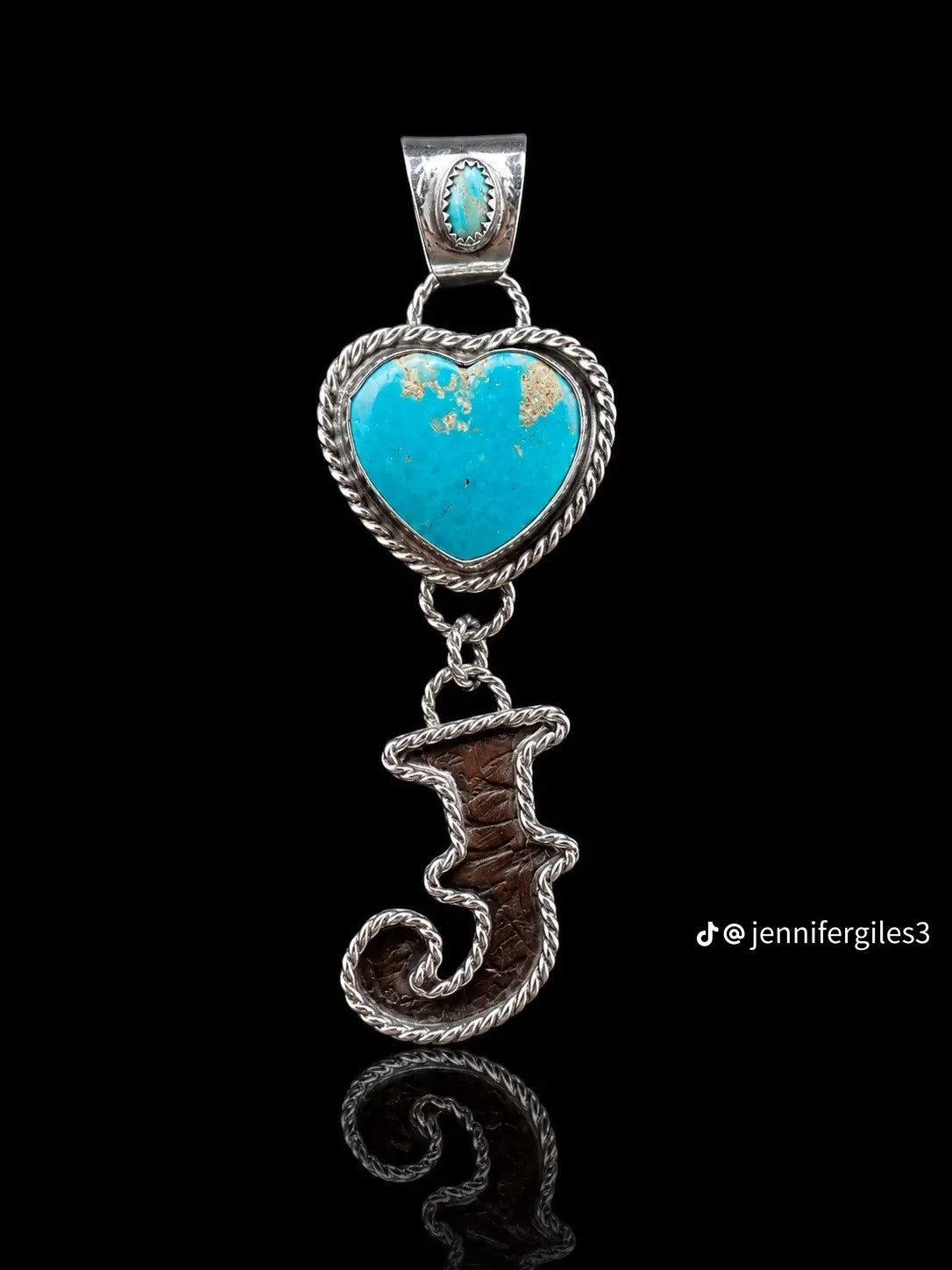 Custom Handmade Sterling Silver Turquoise Initial Pendant | Jennifer’s Silver Legends Collection